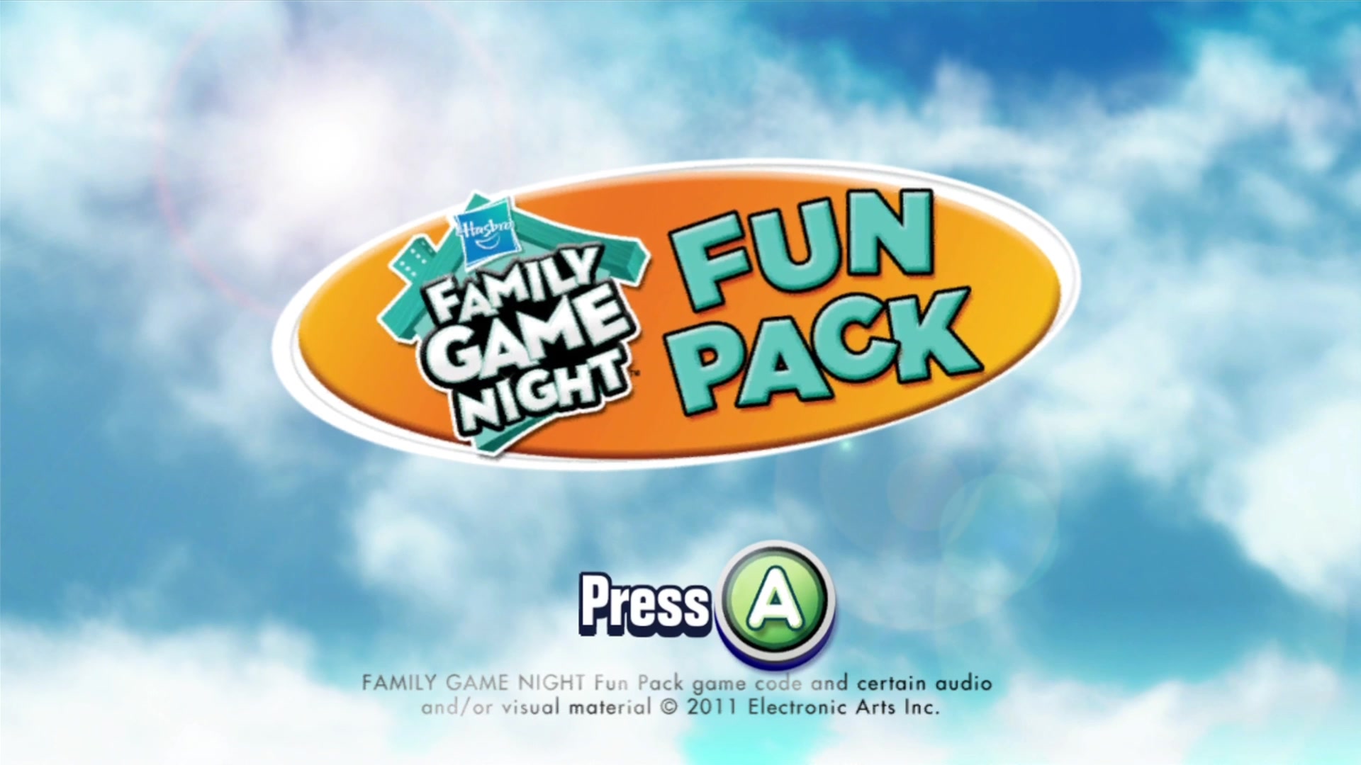 Hasbro Family Game Night title screen for Xbox 360